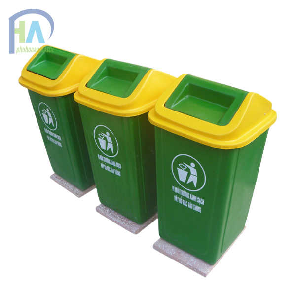  Thùng rác nhựa composite nắp lệch 90 L chất lượng cao, giá rẻ Phú Hòa An